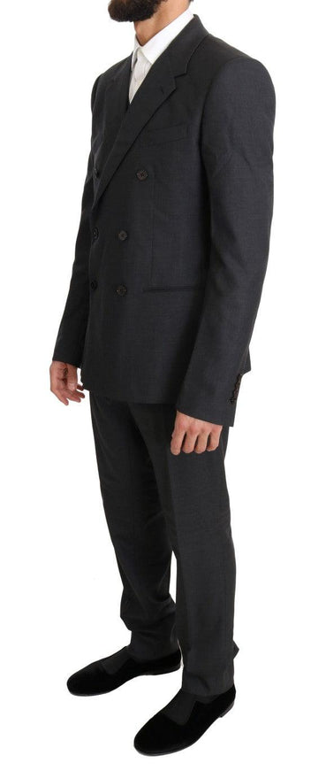 Dolce & Gabbana Gray Wool Silk Double Breasted Slim Suit - Ellie Belle