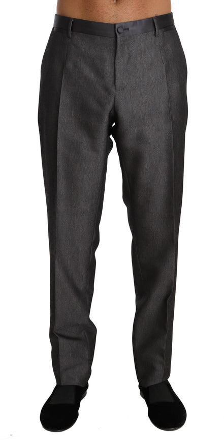 Dolce & Gabbana Gray Wool Silk Patterned Formal Trousers - Ellie Belle