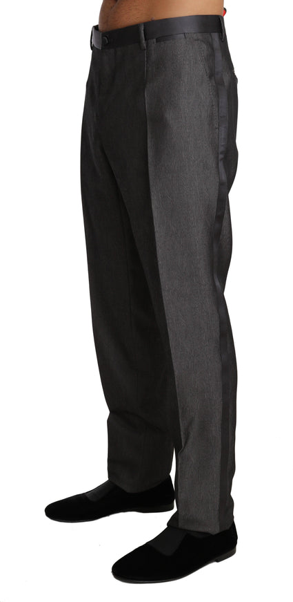 Dolce & Gabbana Gray Wool Silk Patterned Formal Trousers - Ellie Belle