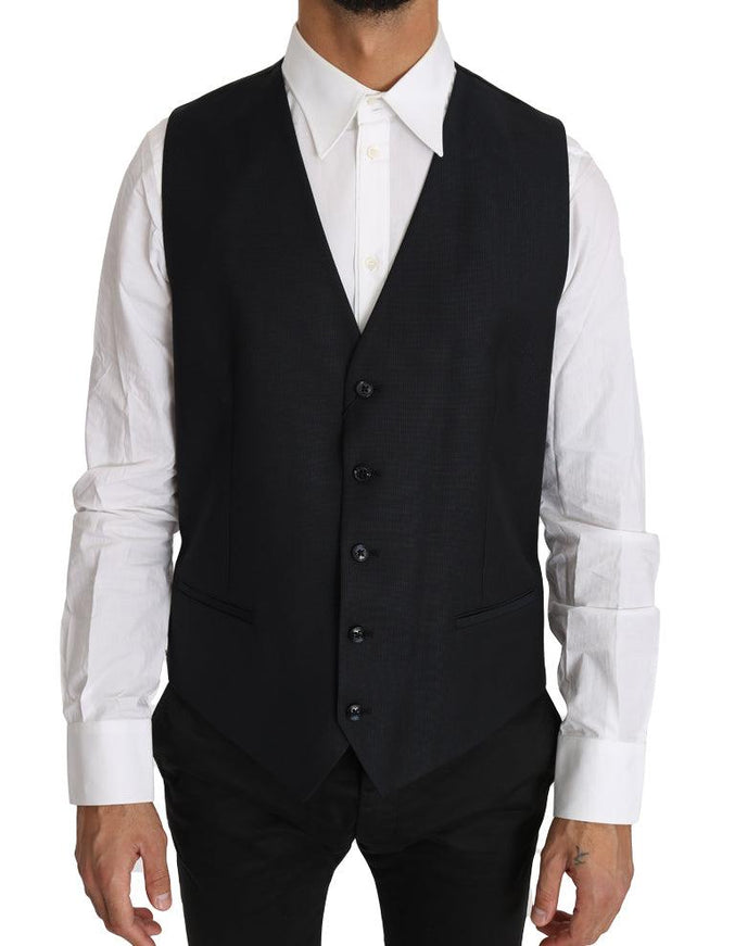 Dolce & Gabbana Gray Wool Silk Waistcoat Vest - Ellie Belle