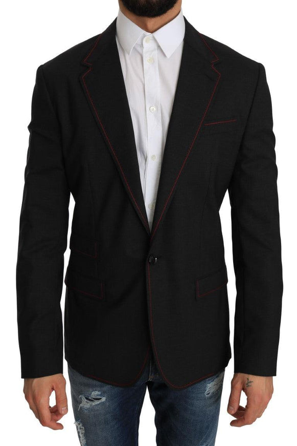 Dolce & Gabbana Gray Wool Slim Blazer Jacket - Ellie Belle