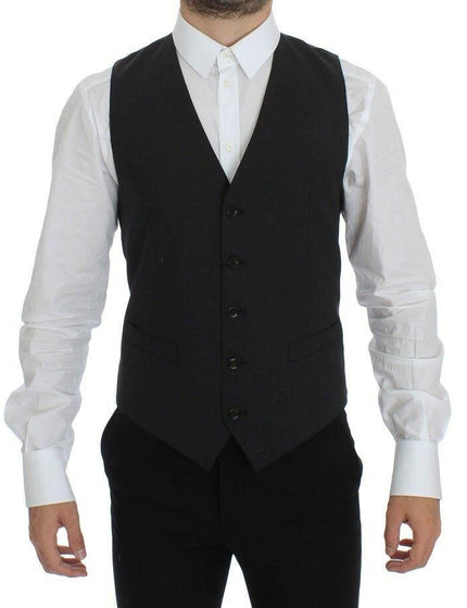 Dolce & Gabbana Gray Wool Stretch Dress Blazer Vest - Ellie Belle