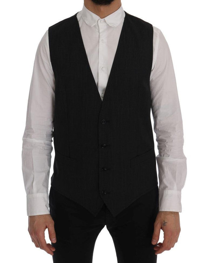 Dolce & Gabbana Gray Wool Stretch Vest - Ellie Belle