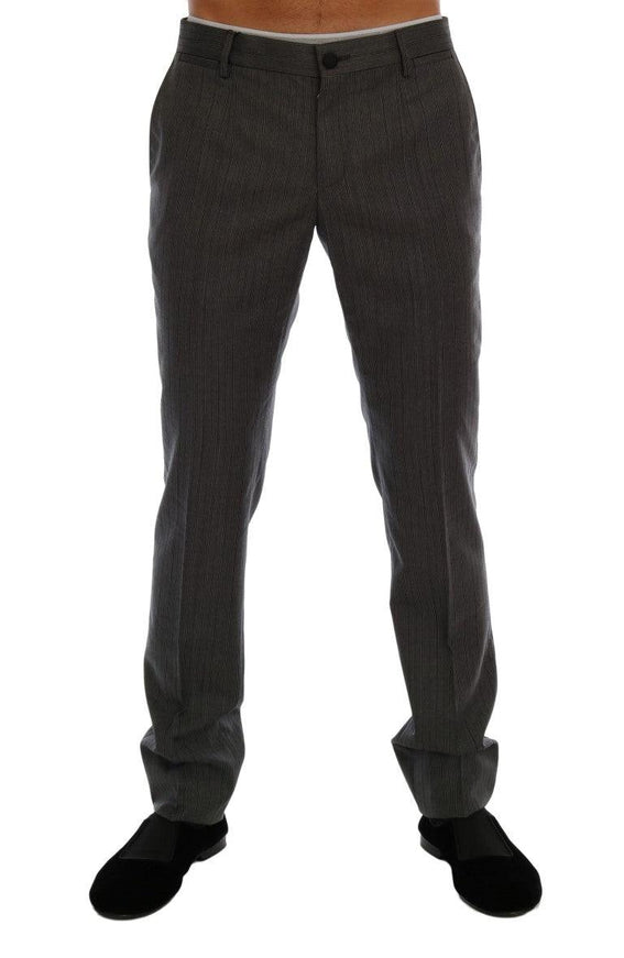 Dolce & Gabbana Gray Wool Striped Formal Pants - Ellie Belle