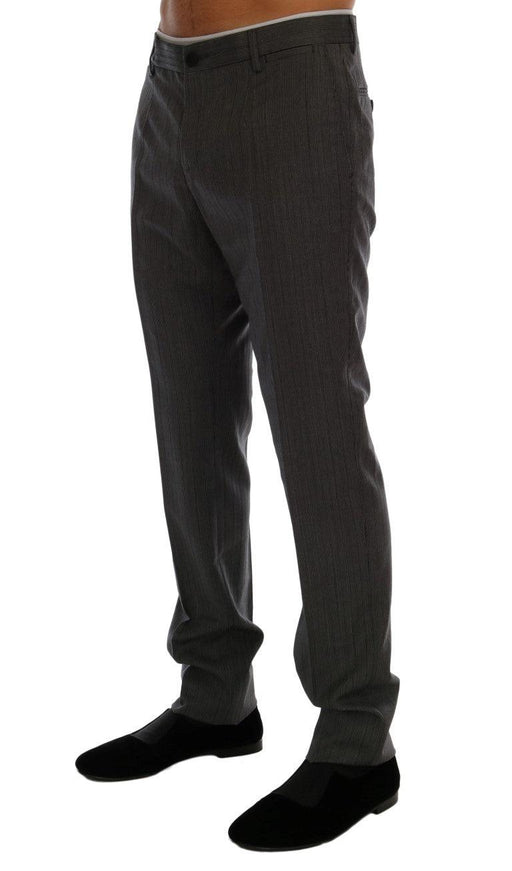 Dolce & Gabbana Gray Wool Striped Formal Pants - Ellie Belle