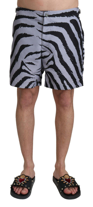 Dolce & Gabbana Gray Zebra Print Beachwear Shorts - Ellie Belle