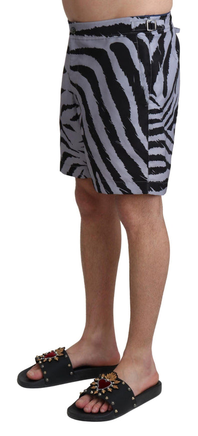 Dolce & Gabbana Gray Zebra Print Beachwear Shorts - Ellie Belle