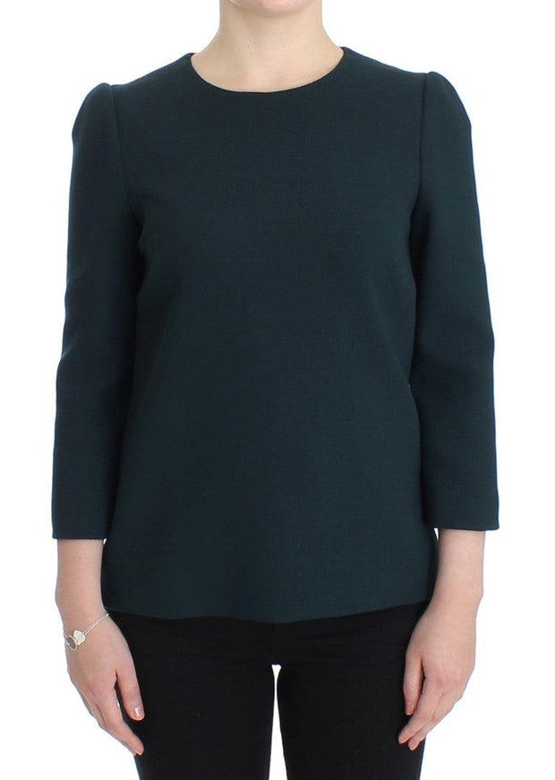 Dolce & Gabbana Green 3/4 sleeve wool blouse