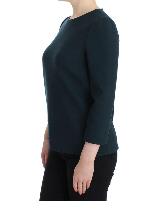 Dolce & Gabbana Green 3/4 sleeve wool blouse