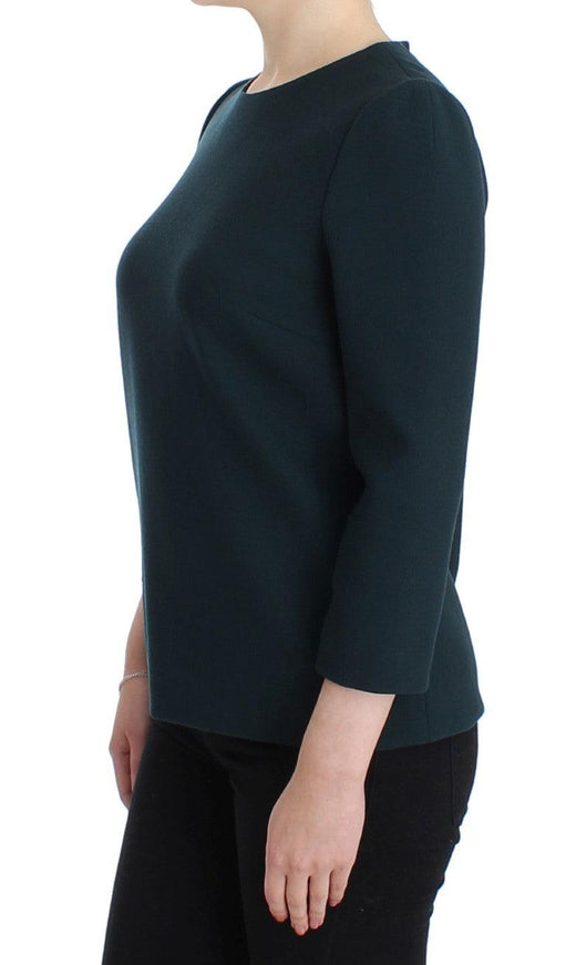 Dolce & Gabbana Green 3/4 sleeve wool blouse