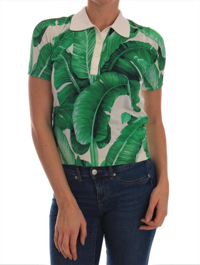 Dolce & Gabbana Green Banana Leaf Polo T-shirt