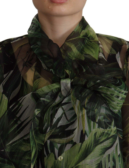 Dolce & Gabbana Green Banana Leaf Silk Top Shirt Blouse - Ellie Belle
