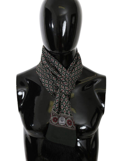 Dolce & Gabbana Green Baroque Fringe Wrap Shawl Silk Scarf - Ellie Belle
