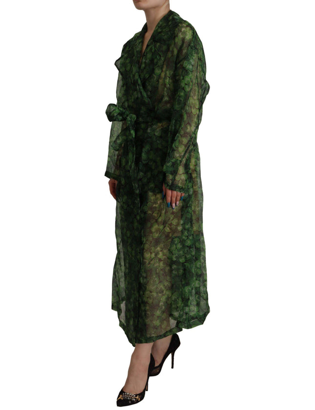 Dolce & Gabbana Green, black Coat Jacket Four Leaf Clover Print Organza Trench Dress - Ellie Belle