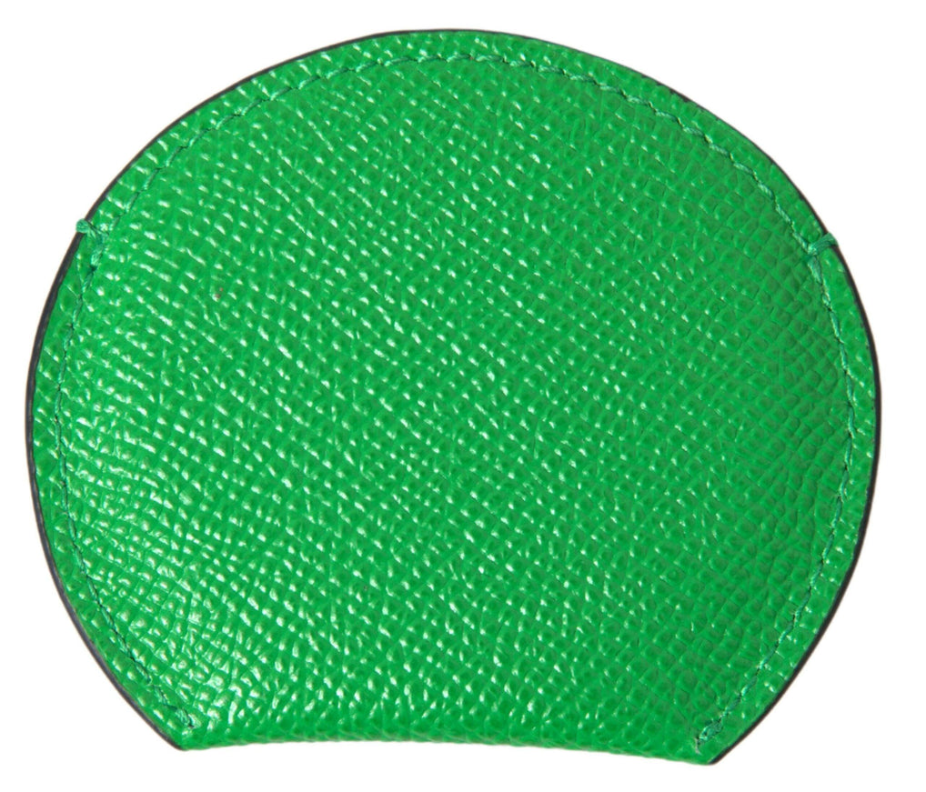 Dolce & Gabbana Green Calfskin Leather Round Logo Hand Mirror Holder - Ellie Belle