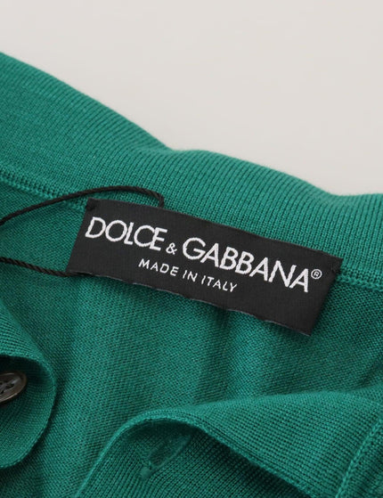 Dolce & Gabbana Green Cashmere Collared Logo Pullover Sweater - Ellie Belle