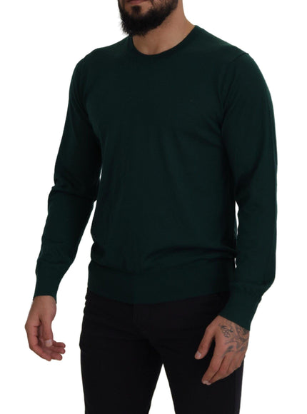 Dolce & Gabbana Green Cashmere Crewneck Pullover Sweater