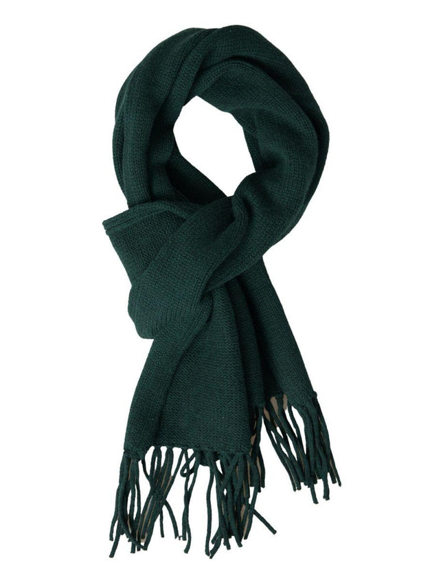 Dolce & Gabbana Green Cashmere Knit Wrap Shawl Fringe Scarf - Ellie Belle