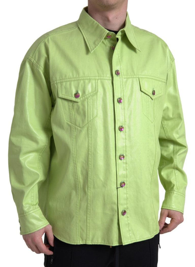 Dolce & Gabbana Green Cotton Collared Button Down Shirt - Ellie Belle