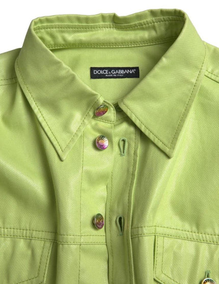 Dolce & Gabbana Green Cotton Collared Button Down Shirt - Ellie Belle