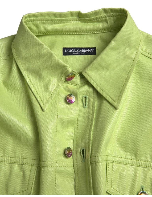 Dolce & Gabbana Green Cotton Collared Button Down Shirt - Ellie Belle