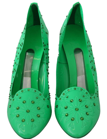Dolce & Gabbana Green Crystal Floral Heels CINDERELLA Shoes - Ellie Belle