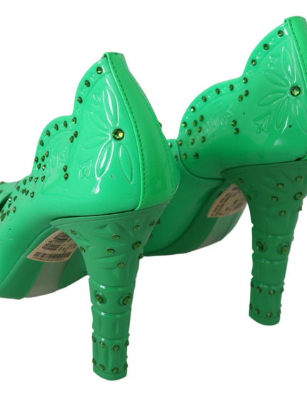 Dolce & Gabbana Green Crystal Floral Heels CINDERELLA Shoes - Ellie Belle