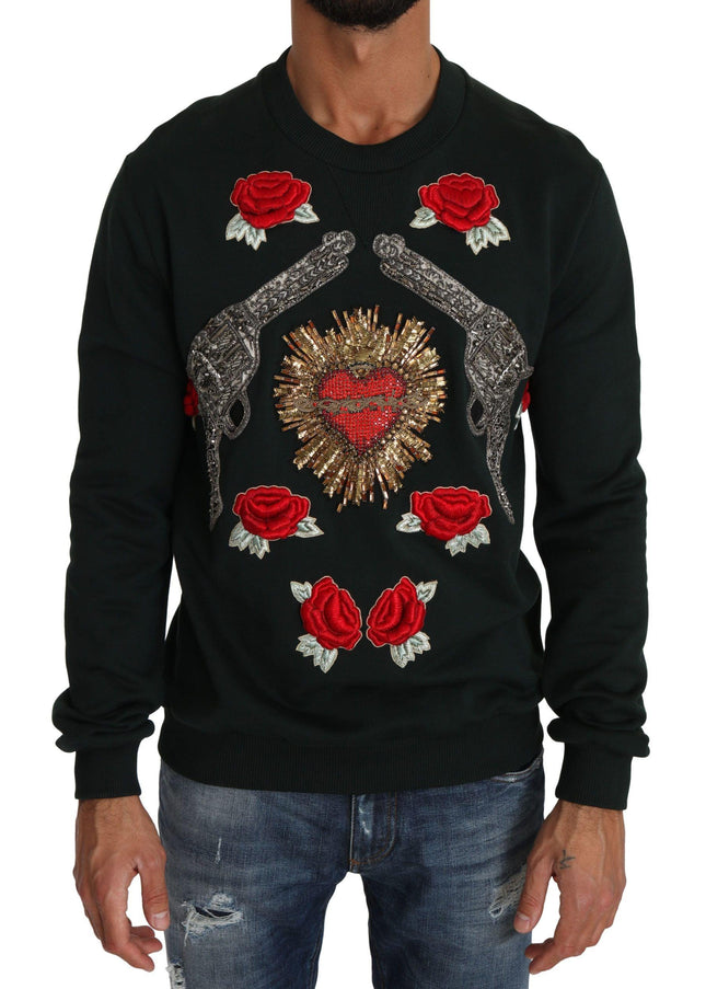 Dolce & Gabbana Crystal Heart Rose Sweater