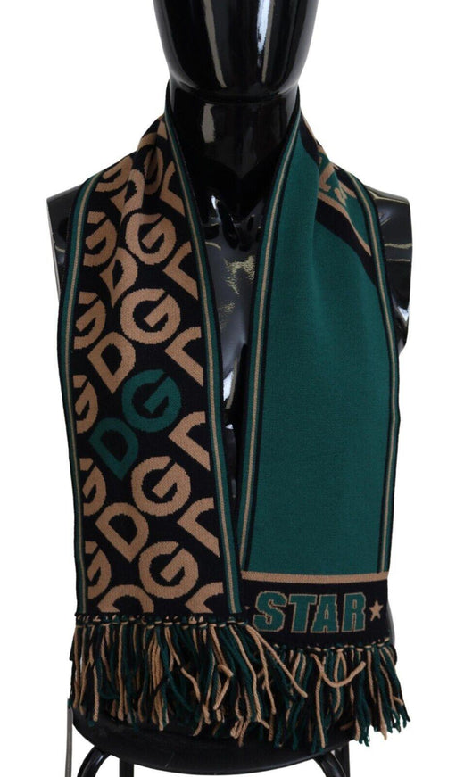 Dolce & Gabbana Green DG Logo Printed Neck Wrap Shawl Scarf - Ellie Belle