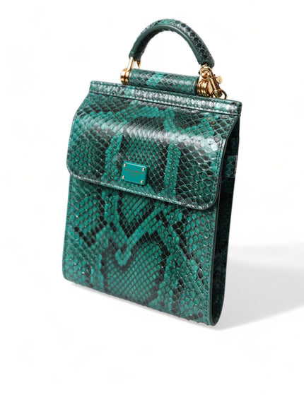 Dolce & Gabbana Green Exotic Leather Logo Phone Crossbody Purse Bag - Ellie Belle