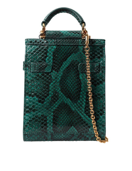 Dolce & Gabbana Green Exotic Leather Logo Phone Crossbody Purse Bag - Ellie Belle