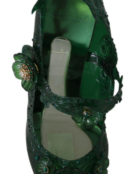 Dolce & Gabbana Green Floral Crystal CINDERELLA Heels Shoes - Ellie Belle