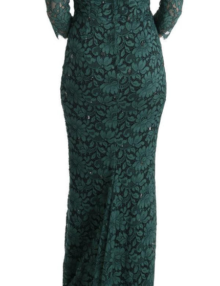 Dolce & Gabbana Green Floral Crystal Ricamo Sheath Dress - Ellie Belle