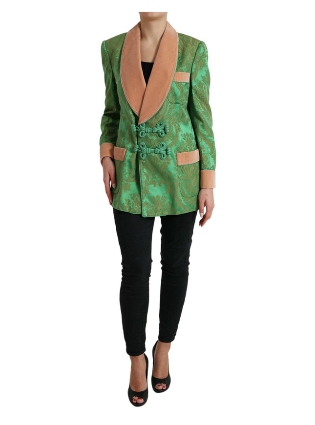 Dolce & Gabbana Green Floral Double Breasted Coat Jacket - Ellie Belle