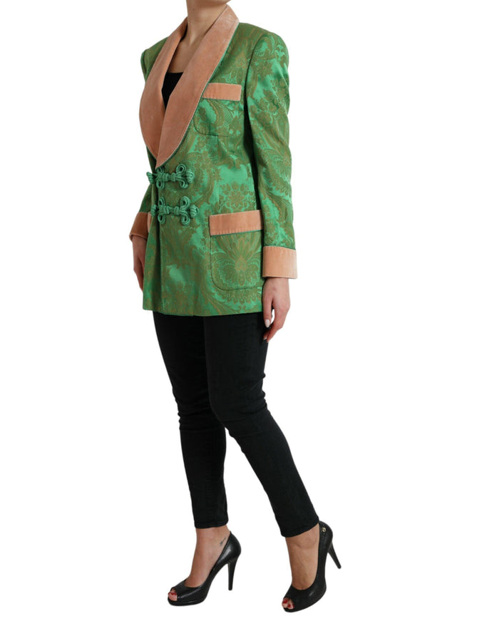 Dolce & Gabbana Green Floral Double Breasted Coat Jacket - Ellie Belle