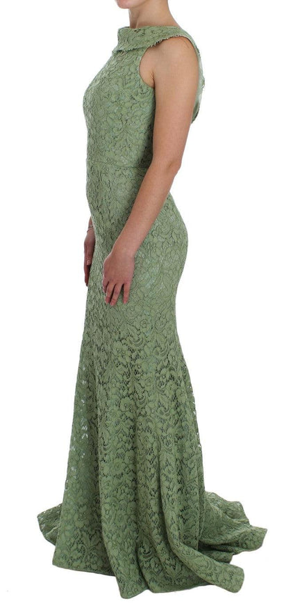 Dolce & Gabbana Green Floral Lace Sheath Maxi Dress - Ellie Belle