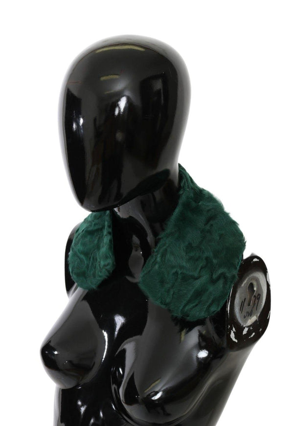 Dolce & Gabbana Green Fur Shoulder Collar Wrap Lambskin Scarf - Ellie Belle