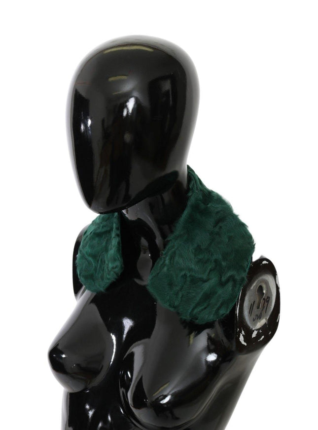 Dolce & Gabbana Green Fur Shoulder Collar Wrap Lambskin Scarf - Ellie Belle