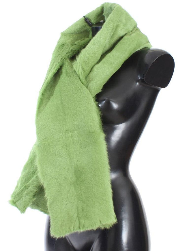 Dolce & Gabbana Green Goat Fur Long Scarf - Ellie Belle