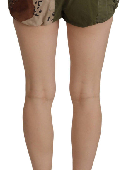 Dolce & Gabbana Green High Waist Hot Pants Cotton Army Shorts - Ellie Belle
