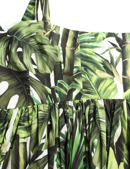 Dolce & Gabbana Green Leaf Print Cotton Halter Midi Dress - Ellie Belle