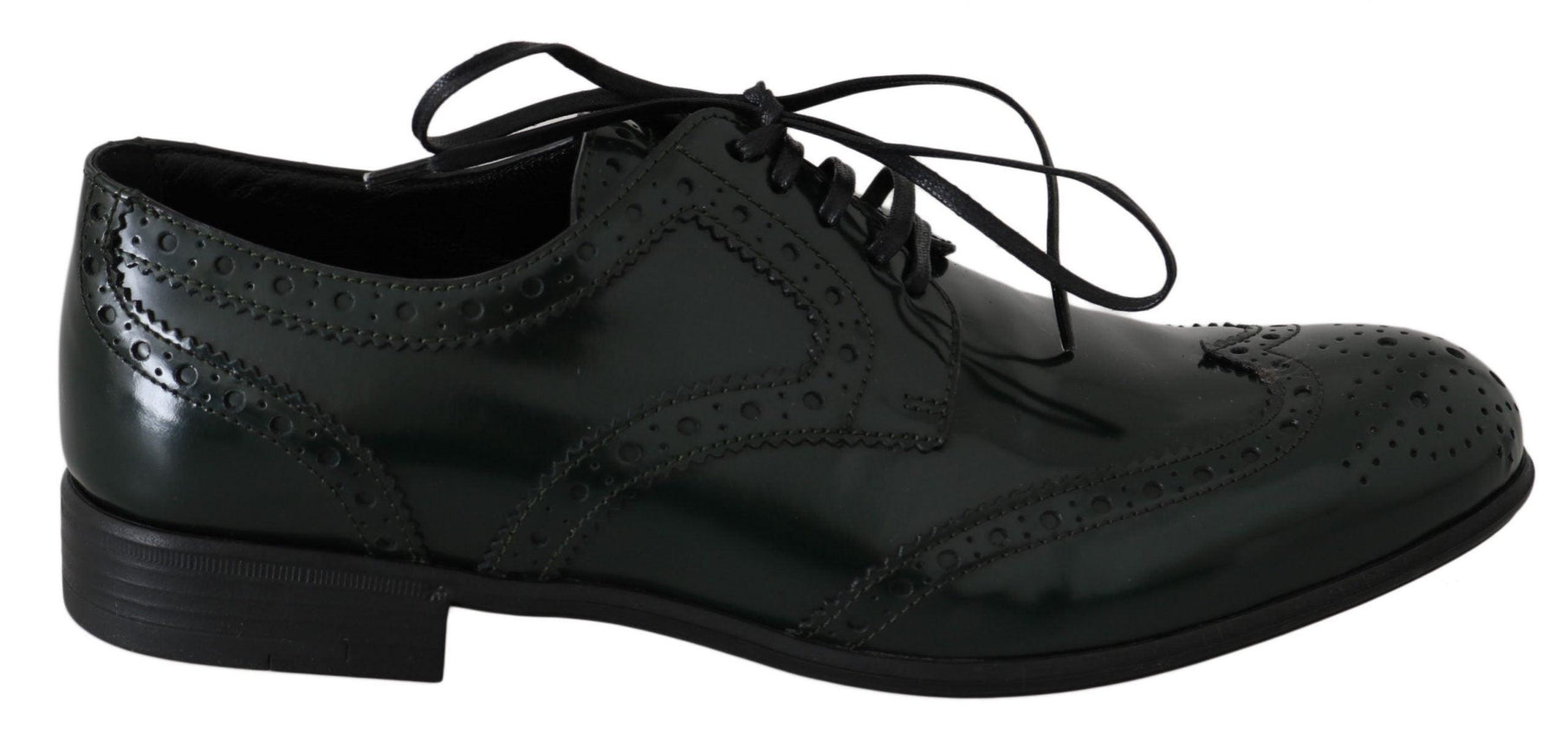 Dolce & Gabbana Green Leather Broque Oxford Wingtip Shoes - Ellie Belle