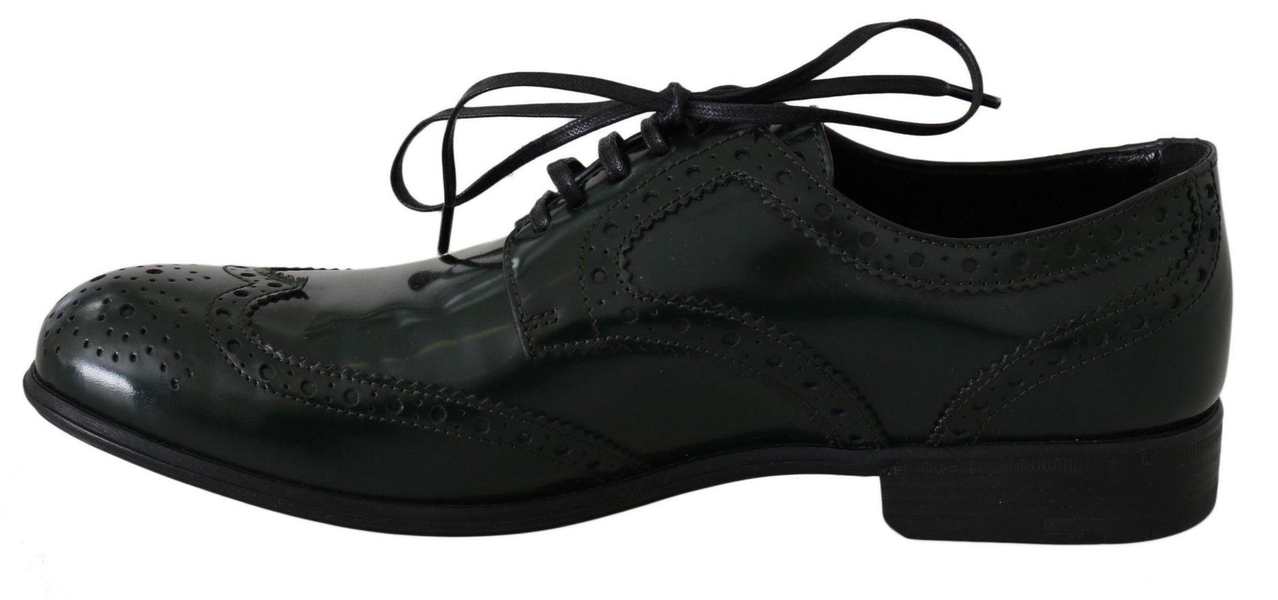 Dolce & Gabbana Green Leather Broque Oxford Wingtip Shoes - Ellie Belle