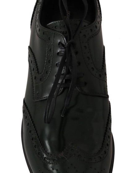 Dolce & Gabbana Green Leather Broque Oxford Wingtip Shoes - Ellie Belle