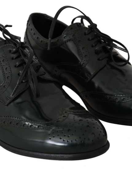 Dolce & Gabbana Green Leather Broque Oxford Wingtip Shoes - Ellie Belle