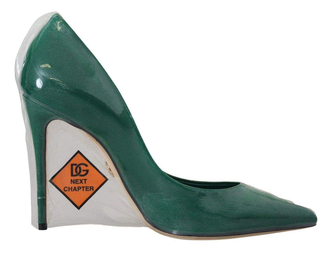 Dolce & Gabbana Green Leather Heels Pumps Plastic Shoes - Ellie Belle