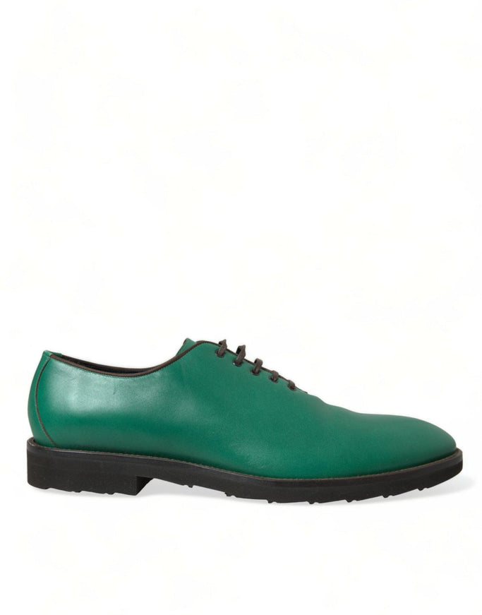 Dolce & Gabbana Green Leather Lace Up Oxford Dress Shoes - Ellie Belle