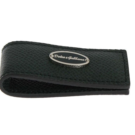 Dolce & Gabbana Green Leather Magnet Money Clip