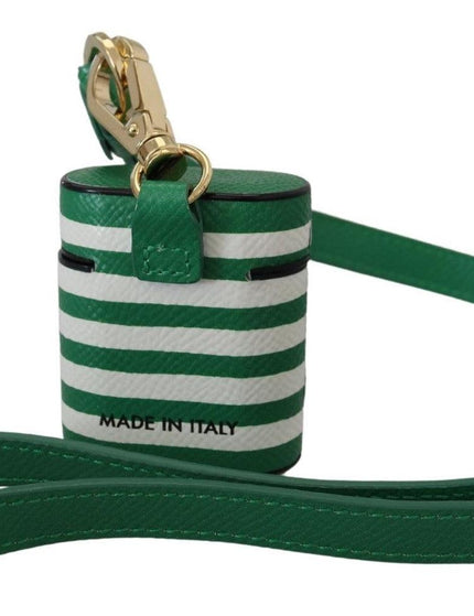 Dolce & Gabbana Green Leather Strap Gold Metal Logo Airpods Case - Ellie Belle