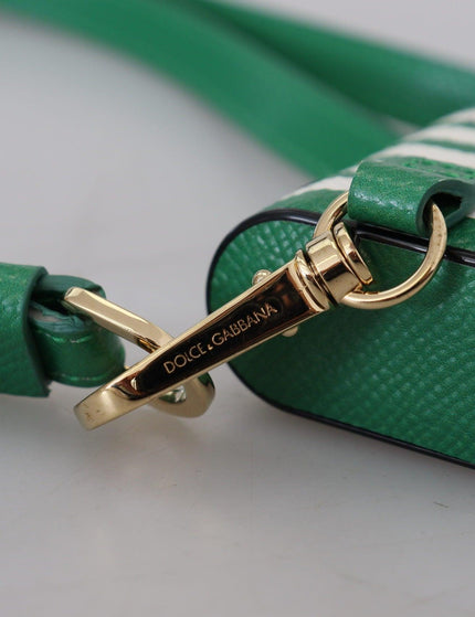Dolce & Gabbana Green Leather Strap Gold Metal Logo Airpods Case - Ellie Belle